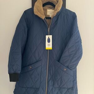 Weatherproof Tan Sherpa-Lined Jacket with Black Trim